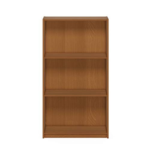 BASIC Book Shelf Modern Bookshelf, Bookcase with Open 3-Tier Light Cherry