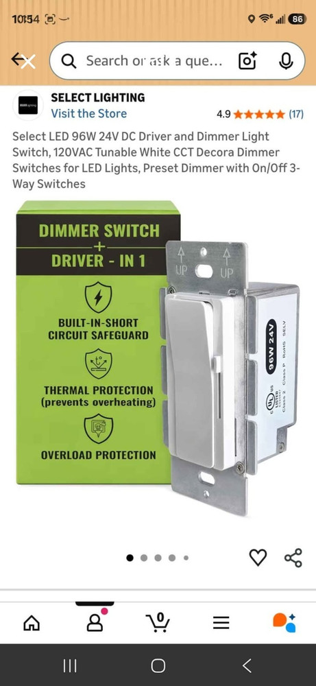 Select Lighting 96W 24V DC Driver Dimmer Decora Wall Switch for LED, 24V, White