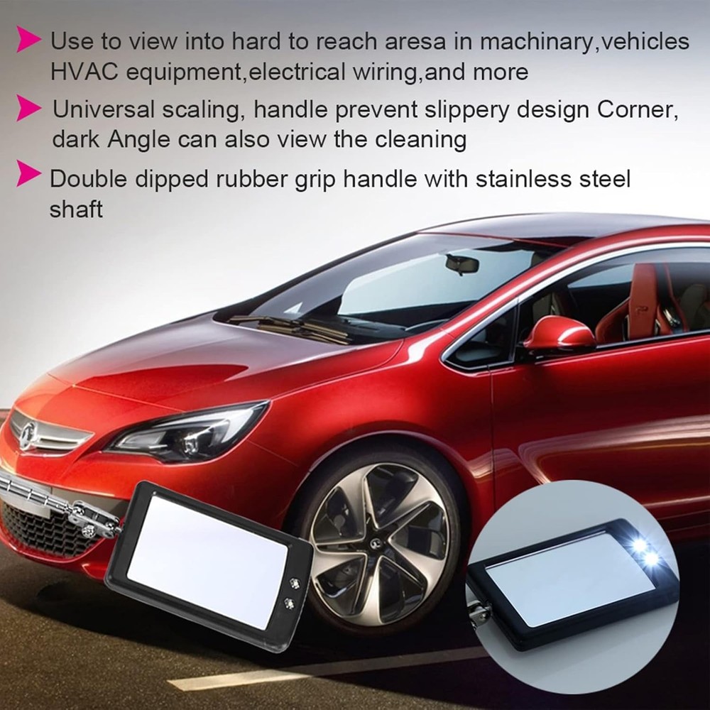 Telescopic Magnifying Inspection Mirror, LED Lighted Flexible Adjustable...