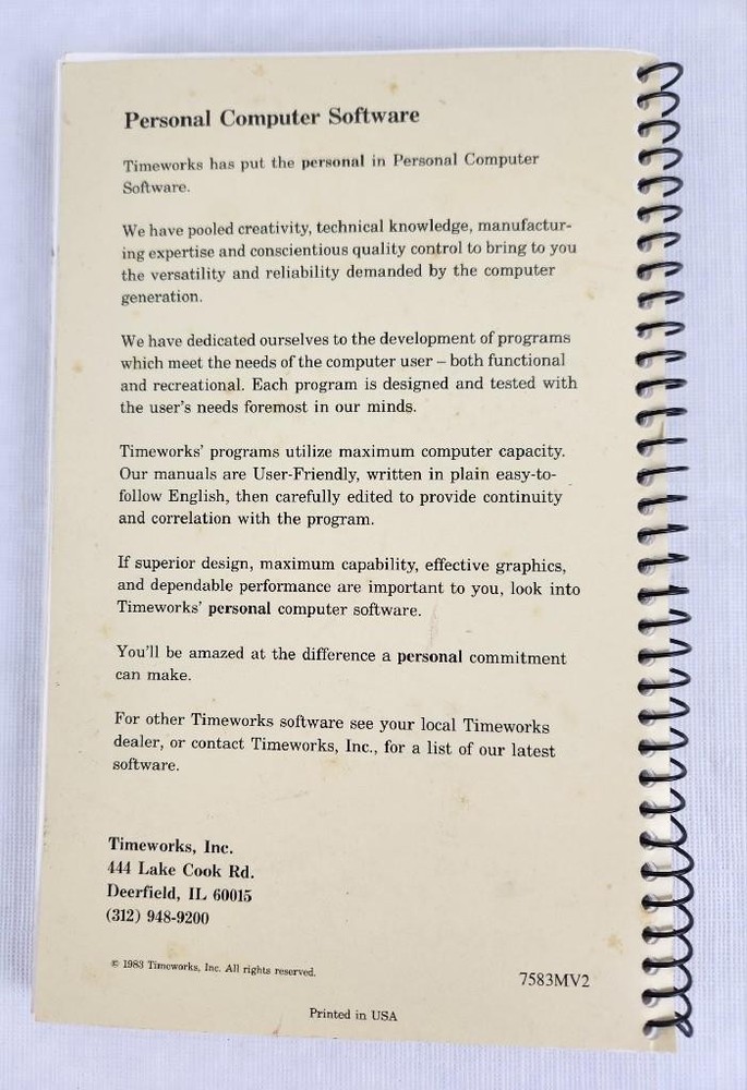 Timeworks SwiftCalc w/ Sideways for Commodore 64 & 128 Computers User's Manual