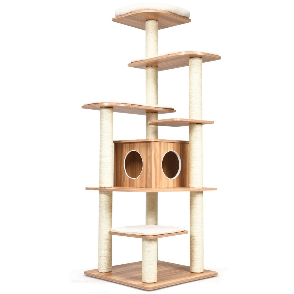 69" Modern Cat Tree Multi-layer Kitten Activity Tower w/ Removable Soft Mat