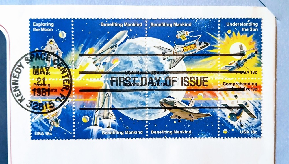 1981 Space Shuttle Columbia First Day Issue Stamps Postmark May 21 * COA #002277