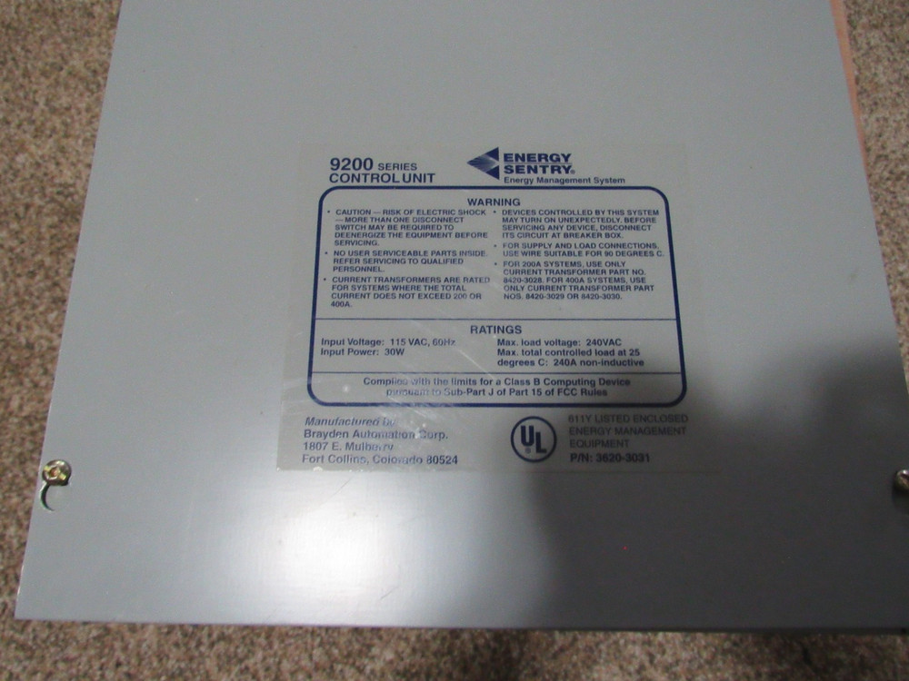 NOS Brayden Energy Sentry 9212 Computerized Energy Load Demand Controller