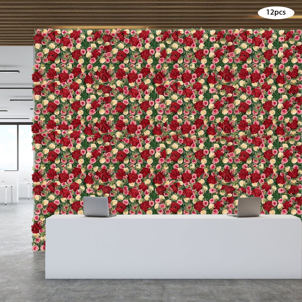 12* Rectangular Flower Walls Silk&Plastic Flower Wall Backdrop Artificial Decor