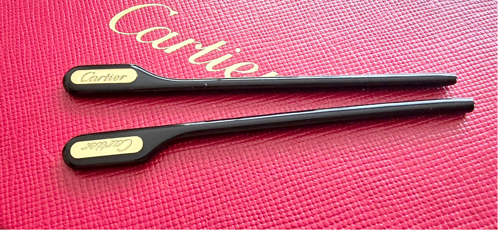Authentic Cartier Gold/Black Temple Tips Replacement (1 Pair / 2 Pieces)