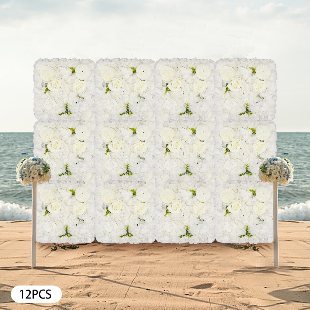 12PC Artificial Flower Wall Panel Wedding Backdrop Event Party Flower Wall Panel