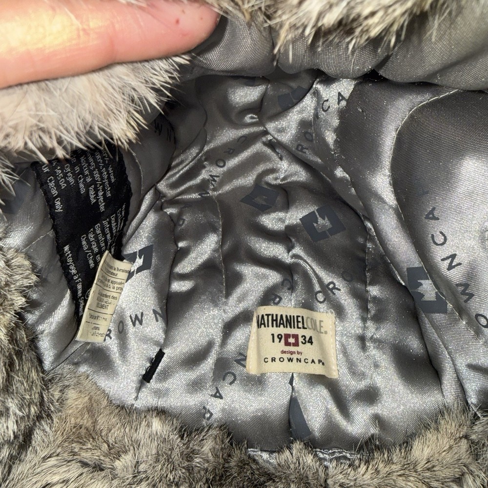 Gray Wool CrownCap Rabbit Fur Hat Aviator Trapper Nathaniel Cole