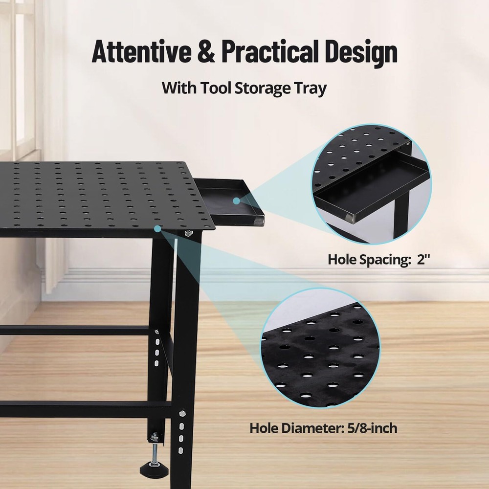 Welding Table 36"x24" ,5/8" Holes Welding Workbench Table 1500lbs Load Capacity