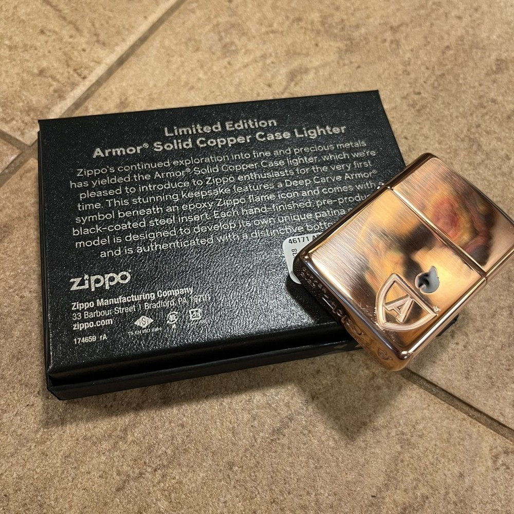 Zippo 46171, Zippo Limited Edition Solid Copper Case Armor Lighter, Black Insert