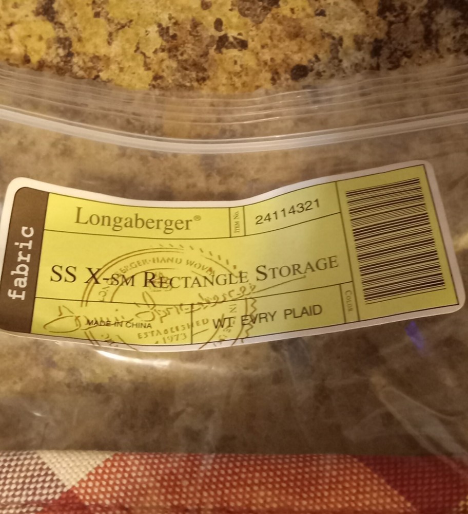 Longaberger WT Everyday PLAID SM RECTANGLE FABRIC RECTANGLE liner