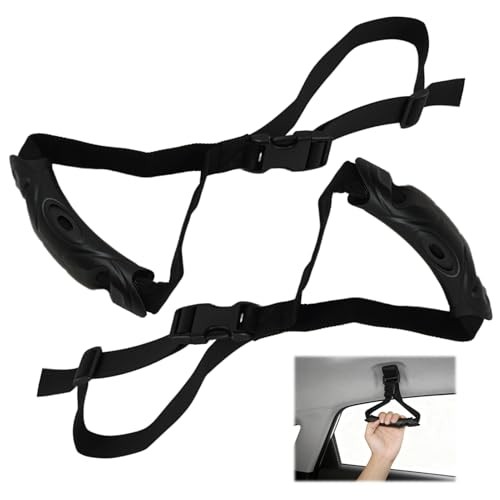 Car Handle Strap, 2 Pack Auto Cane Grab Bar with Adjustable Polyester Webbing