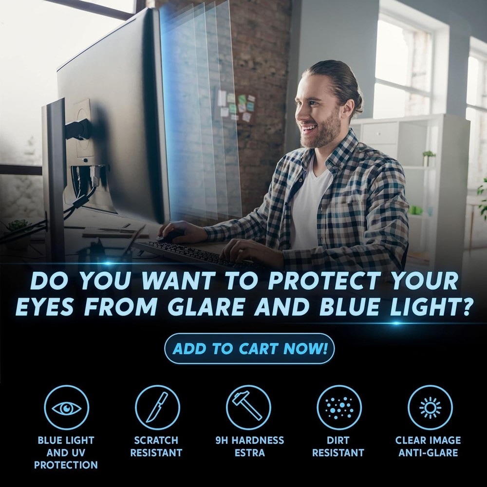 [2 Pack 27 inch Removable Anti-Glare Blue Light Screen Protector for 16:9 Com...