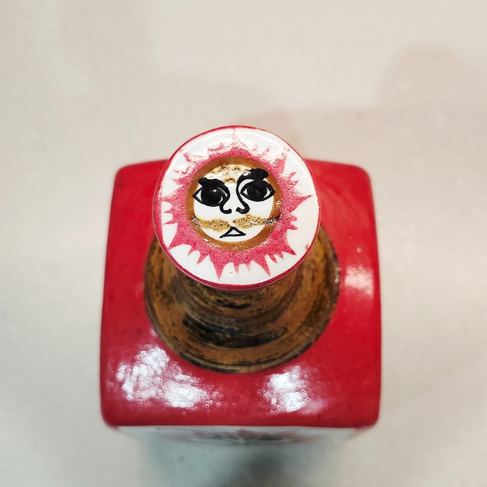 Tequila Mexican Pottery Empty Bottle Mustache Sun Design Signed Numbered