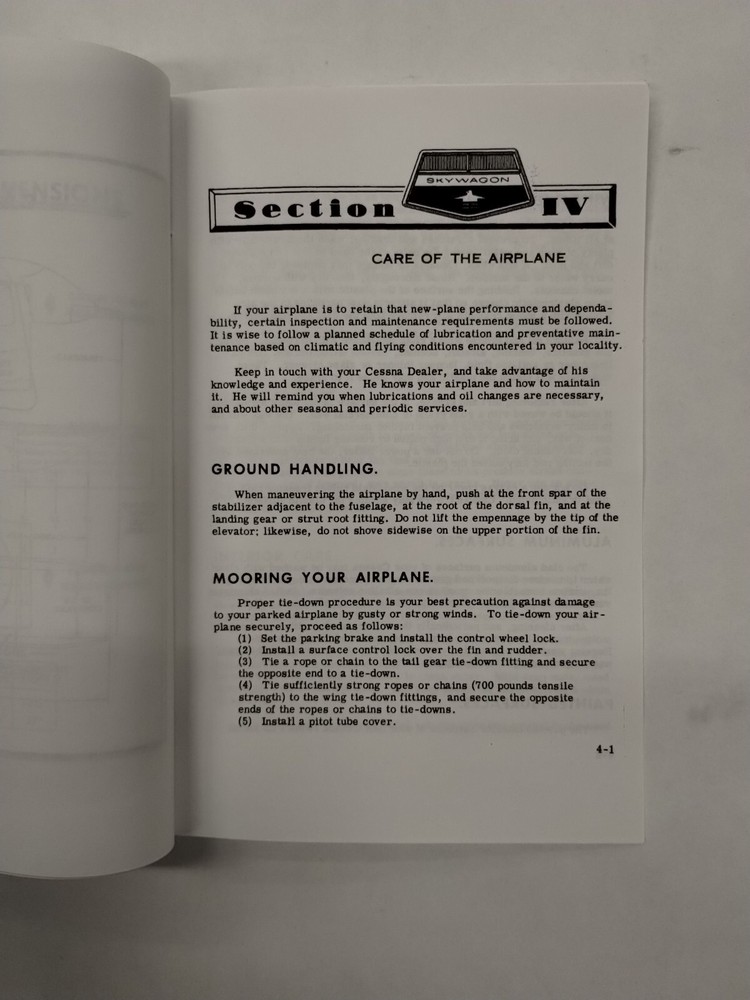 Cessna 1966 Model 185E Skywagon Owner's Manual-Copy