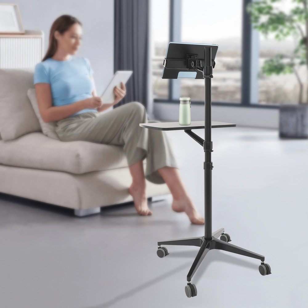 Portable Rolling Laptop Floor Standing Table Mobile Workstation Adjustable Hight