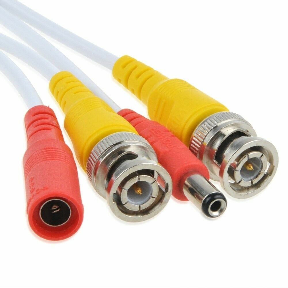 65ft BNC Video Power Cable for CCTV Security Camera+2x Female Adapter Connector