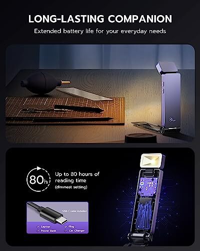 Reading Light, Rechargeable Book Light for Reading in Bed, Ultralight Purple
