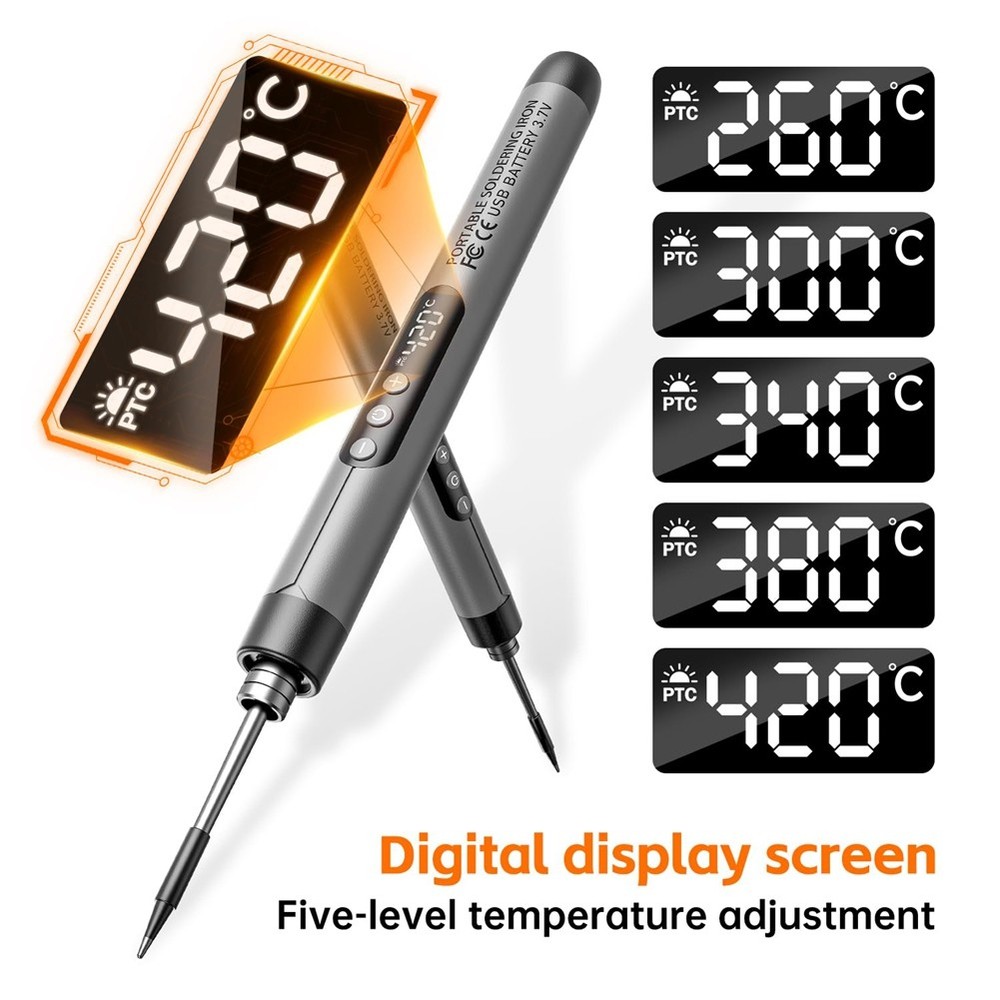 Cordless USB Digital Soldering Iron Adjustable Temperature Type-C Interface3775