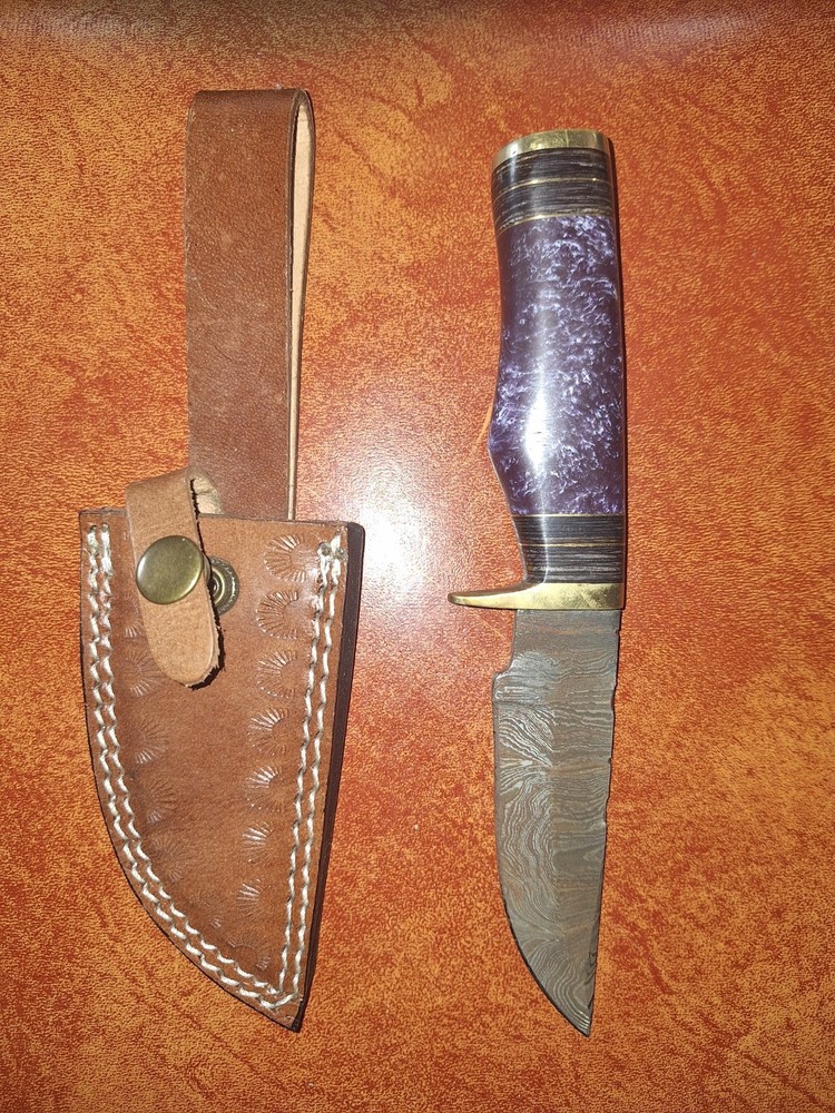 Unbranded Knife Fixed Blade With Handmade Leather Sheath *READ*