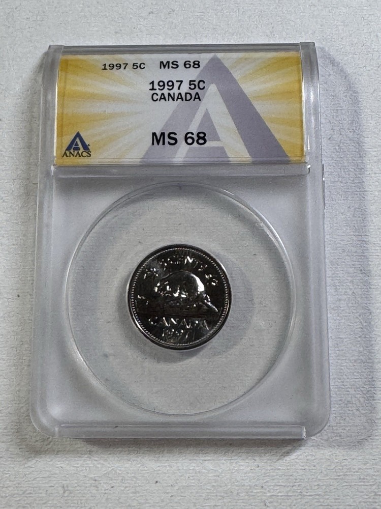 1997 Canada 5 Cents Graded MS 68 by ANACS