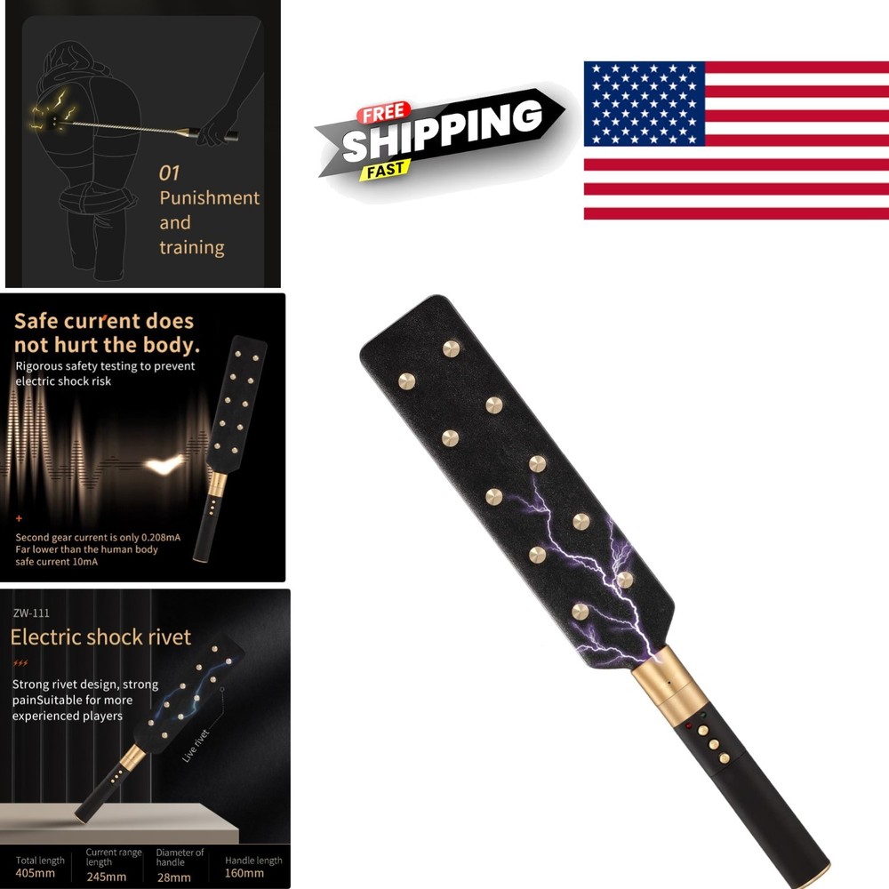 Electric Shock Leather Paddle for BDSM Play Adjustable Sensory Stimulation