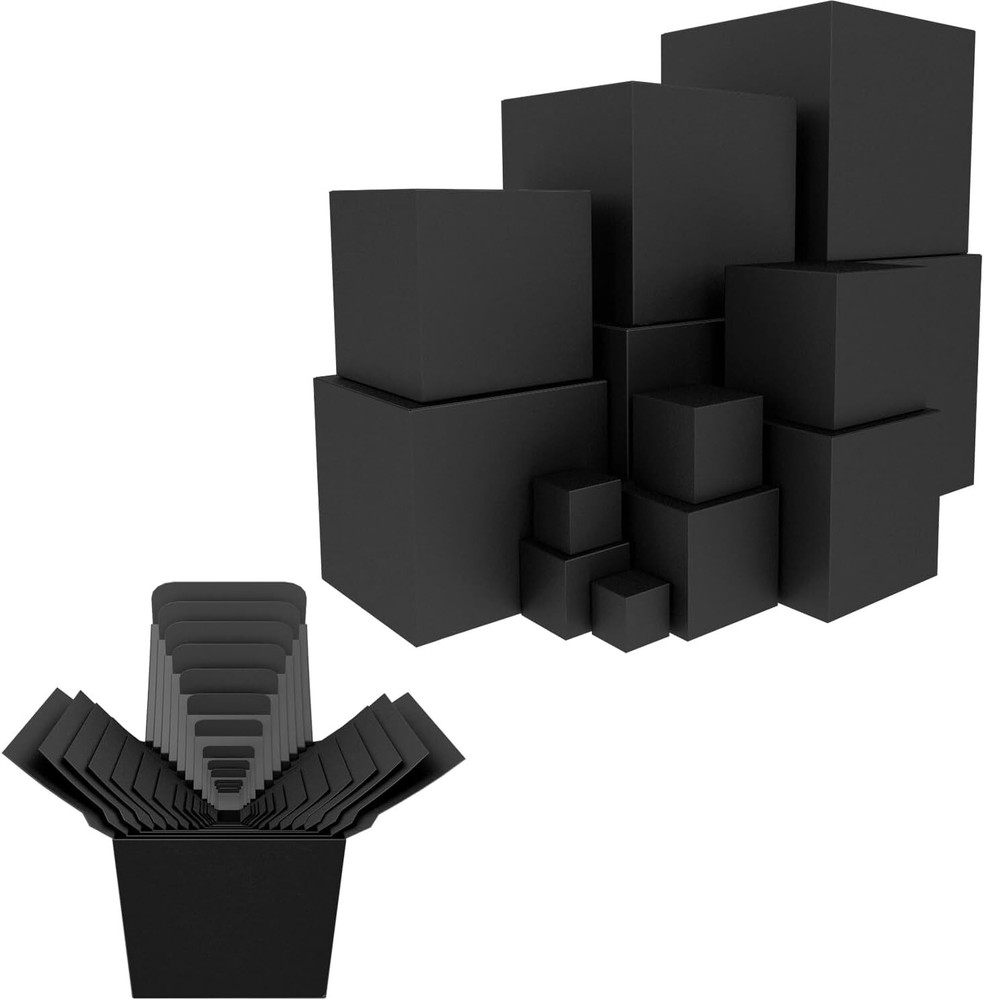 Prank Gift Box, 13PCS Stackable Surprise Box 1 Count (Pack of 13), Black