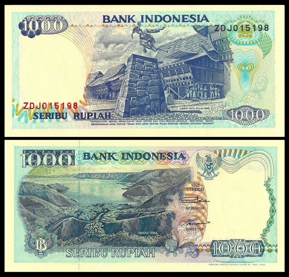 INDONESIA 1000 RUPIAH 1992 P 129 UNC