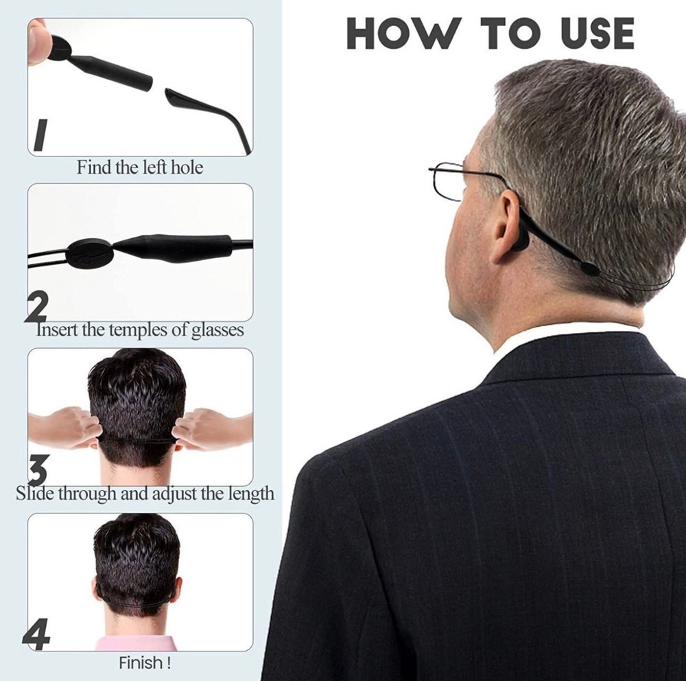12Pcs Adjustable Glasses (4pcs) Strap and Ear Hook (8Pcs)