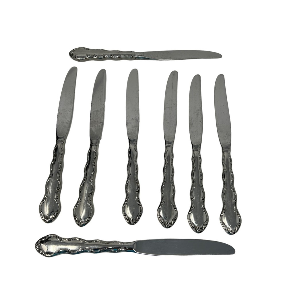 Reed & Barton Summertime Dinner Knives Flatware Set of 8 Stainless Silverware