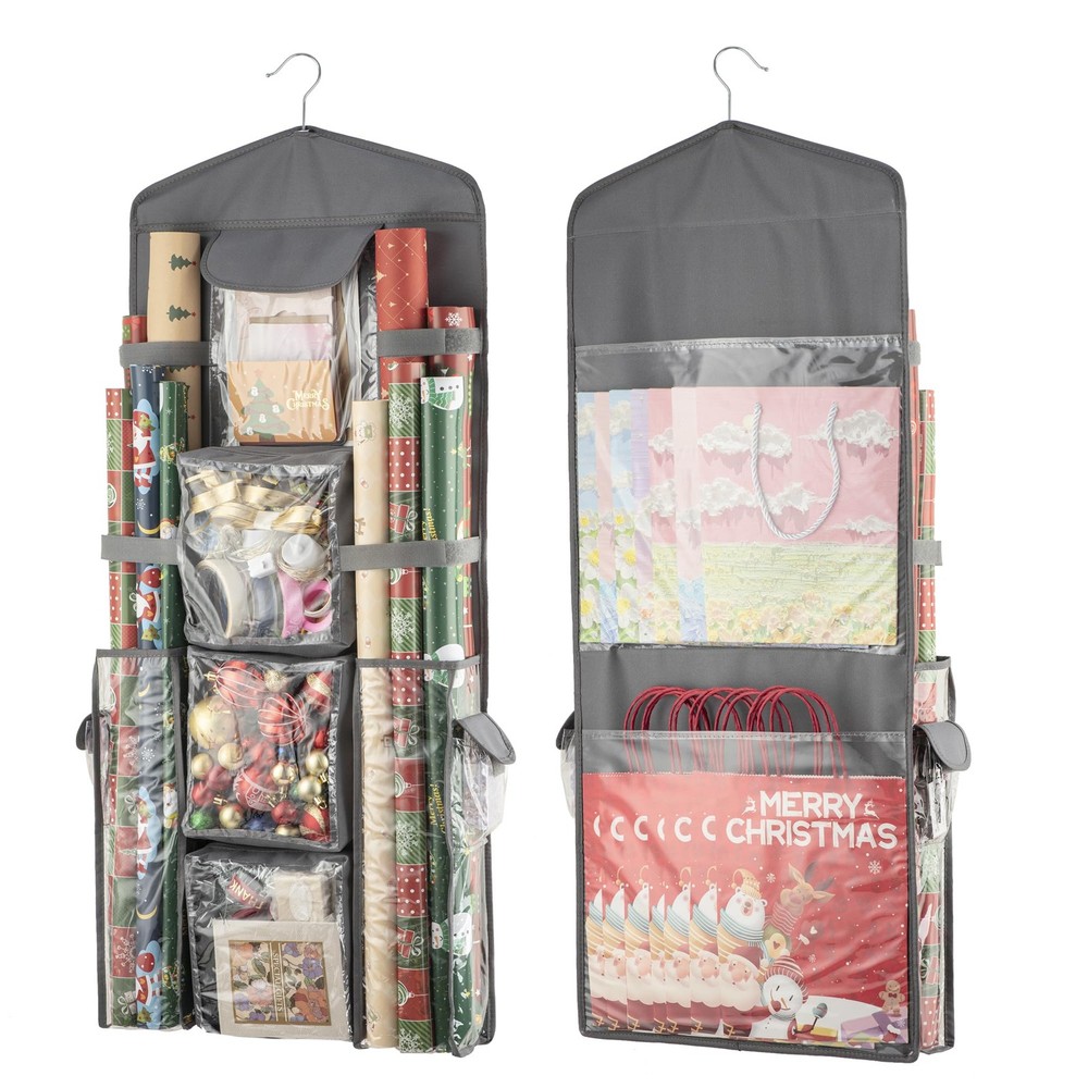 Wrapping Paper Storage Gift Wrap Organizer Holder Double-Sided Hanging Gift B...