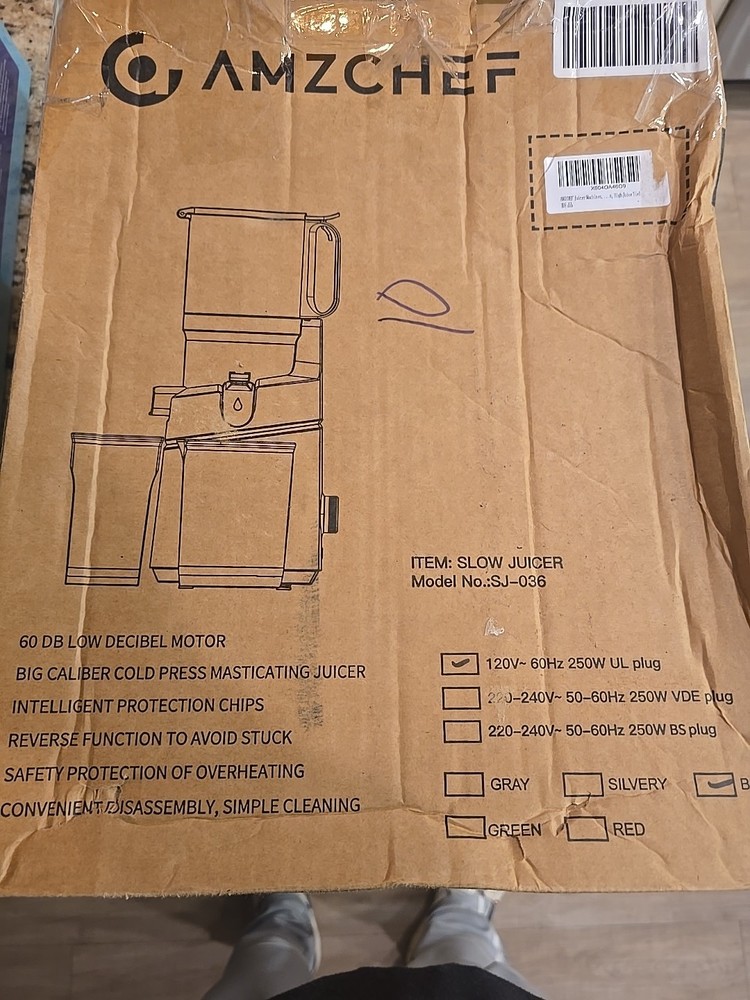 AMZCHEF Cold Press Juicer Machine – 5.8” Extra Self-Feeding | Black- USED