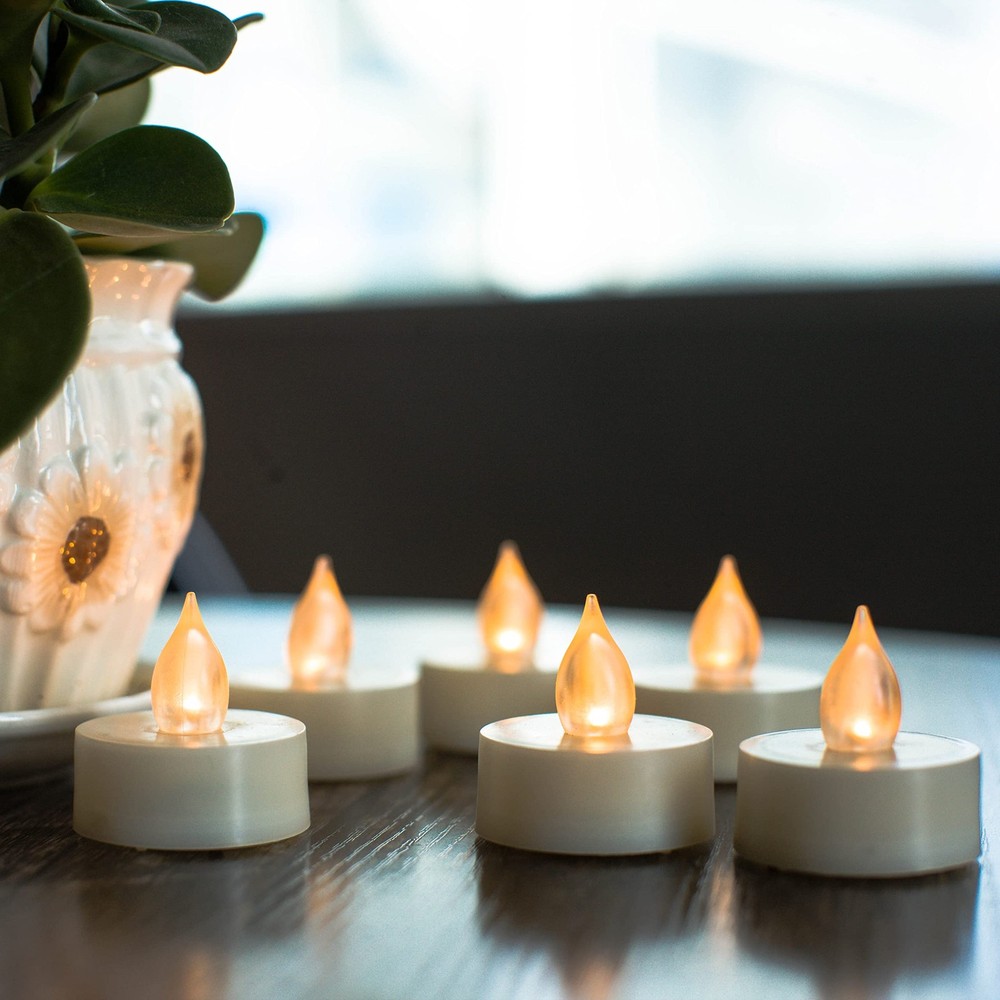 6 Pack Flickering Battery Operated Tea Light with Remote Small, Warm White