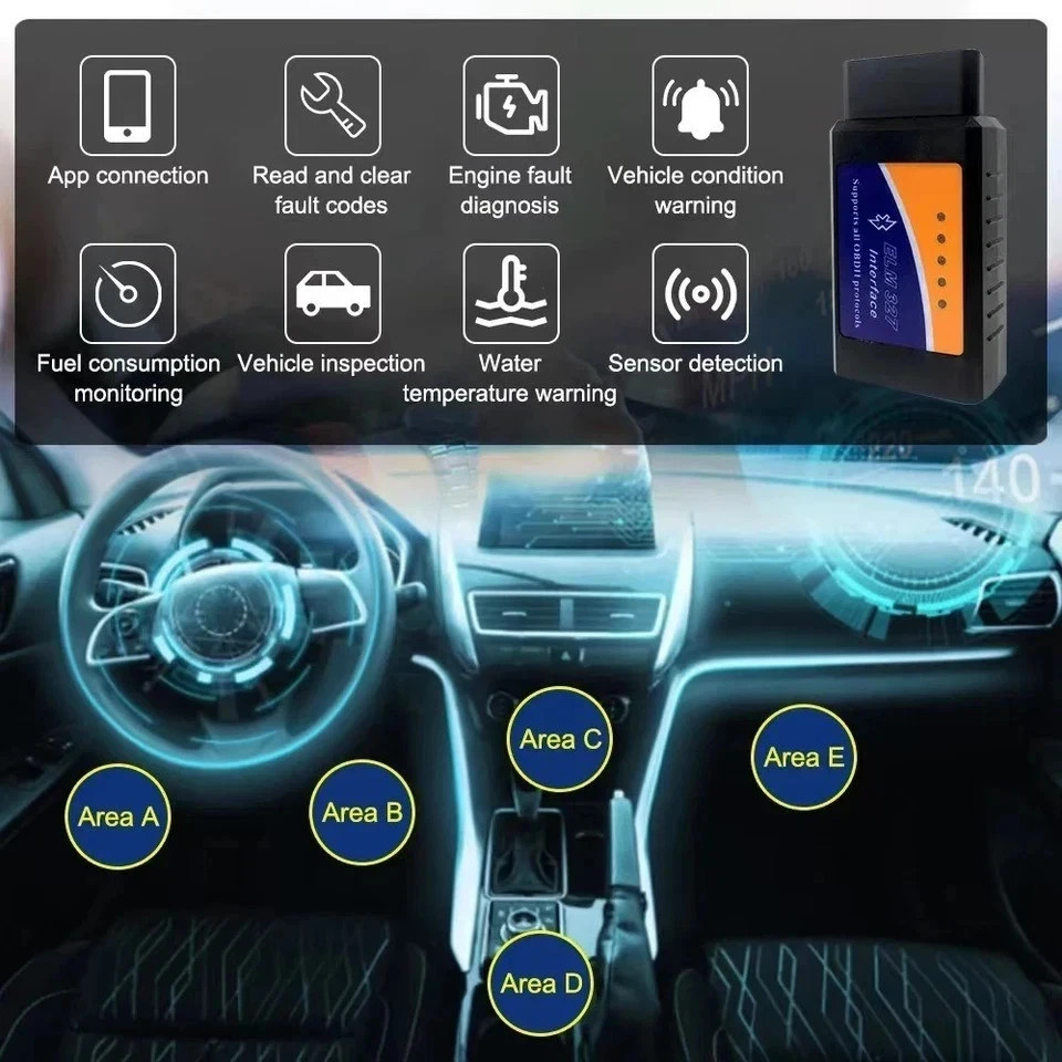 ELM327 V2.1Bluetooth OBD2 Code Reader Car Diagnostic Scanner for Android and iOS