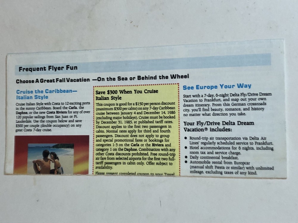 Vintage Delta Frequent Flyer Program Brochure Airlines Br12