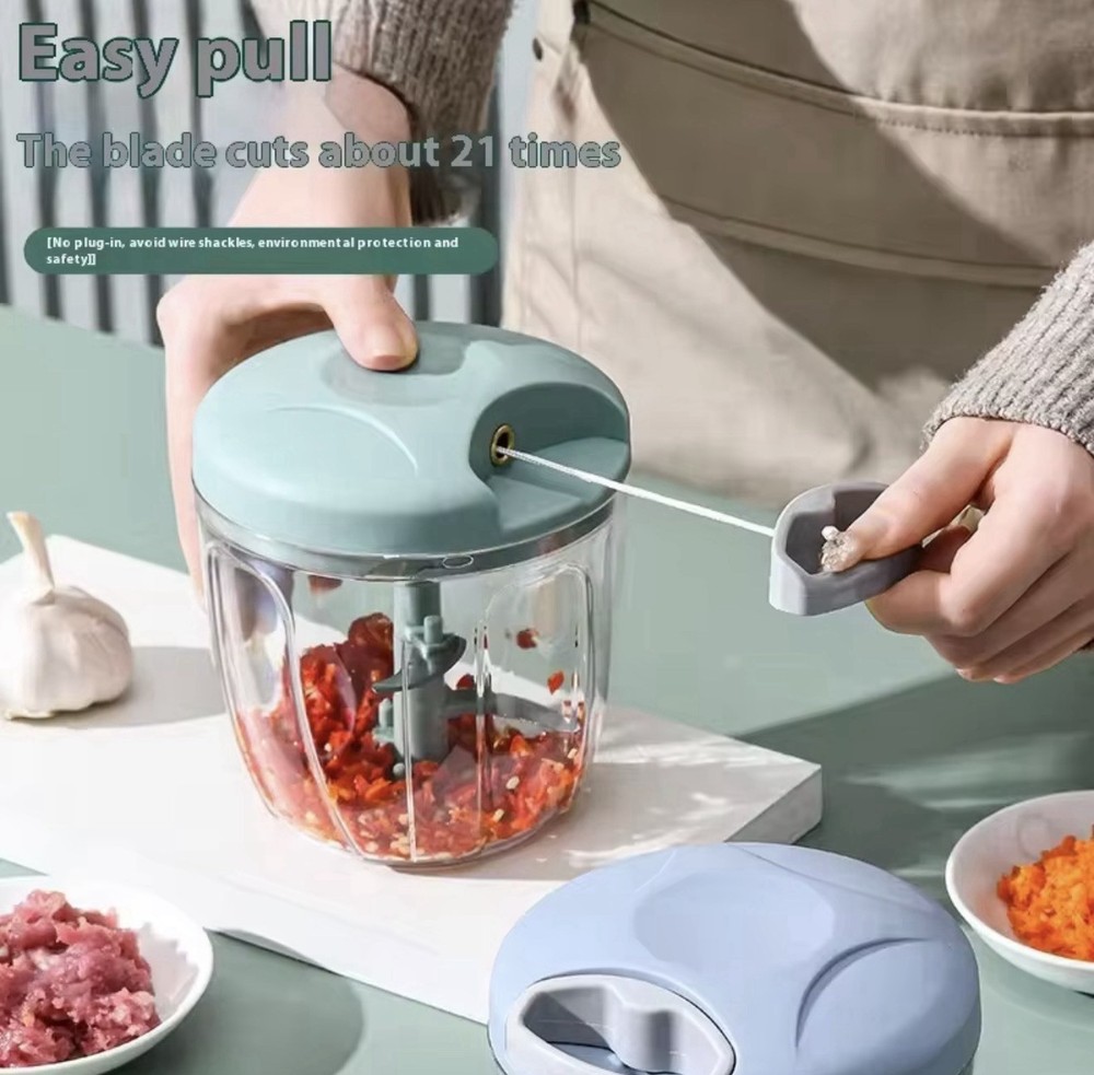 900ML Vegetable Chopper Manual Food Processor Hand Pull String Big Garlic Mincer