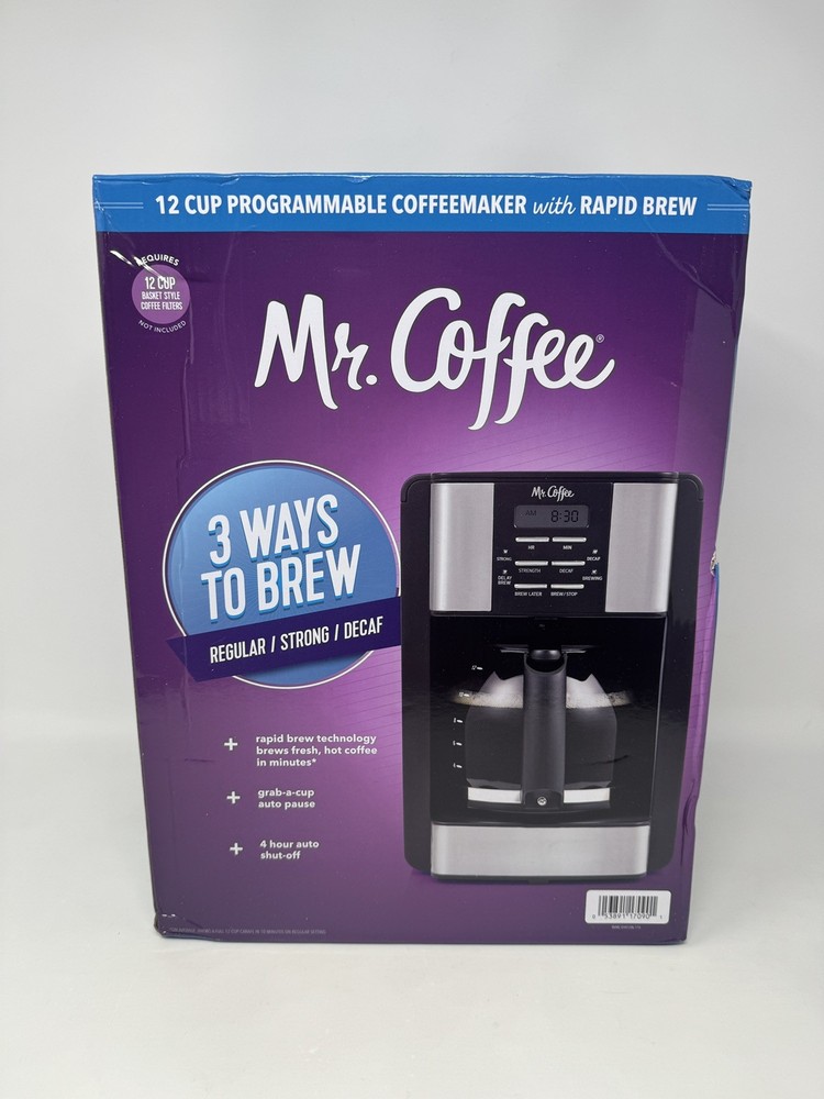 Mr. Coffee Programmable 3-Way Brewing System 12-Cup Drip Coffee Maker New Sealed