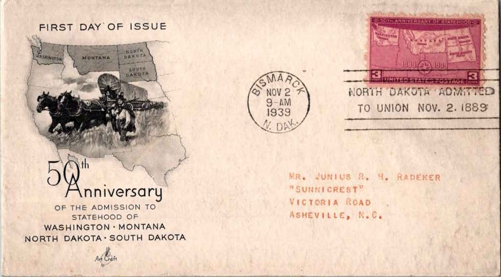 United States Scott 858 Typewritten Address.