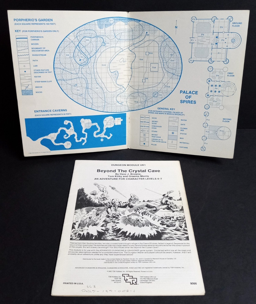 Advanced Dungeons & Dragons 1983 Module UK1 Beyond Crystal Cave #9066 Original