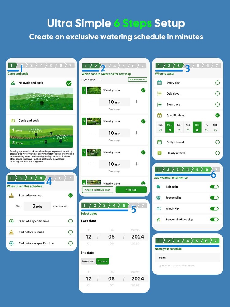 4-Zone Smart Lawn Sprinkler Controller Irrigation System Watering Schedule Timer