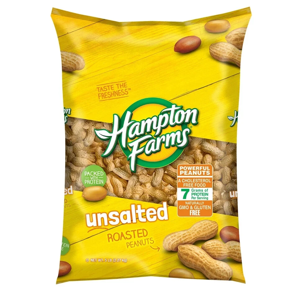 6 Pack - Hampton Farms Unsalted In-Shell Peanuts (5 lbs.)