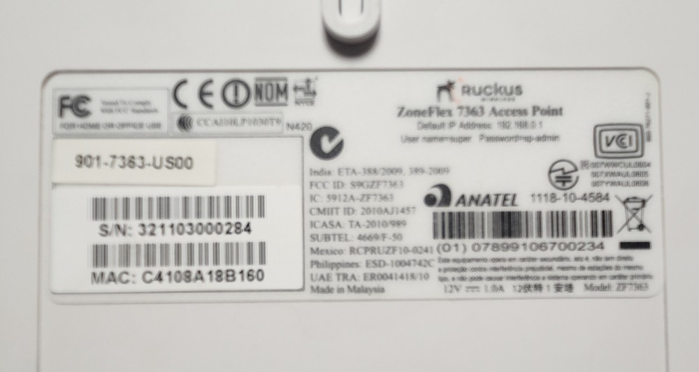 Used Ruckus ZoneFlex 7363 Access Point