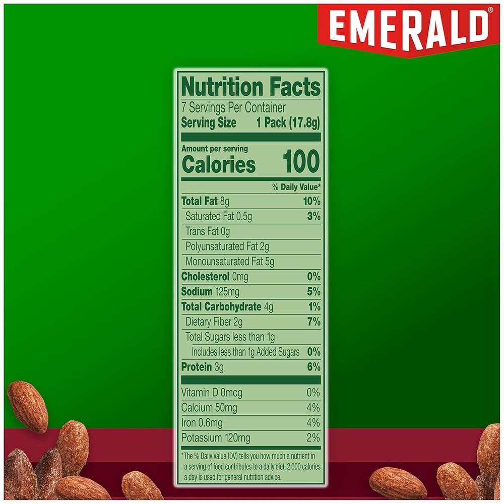 Emerald Dry Roasted Almonds Nuts, Non-GMO, No Artificial Flavors 5oz (6 Pack)