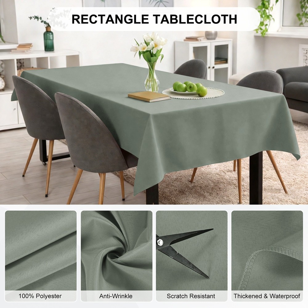 140x220cm Rectangle Tablecloth, Thickened Polyester Table Cloth Gray