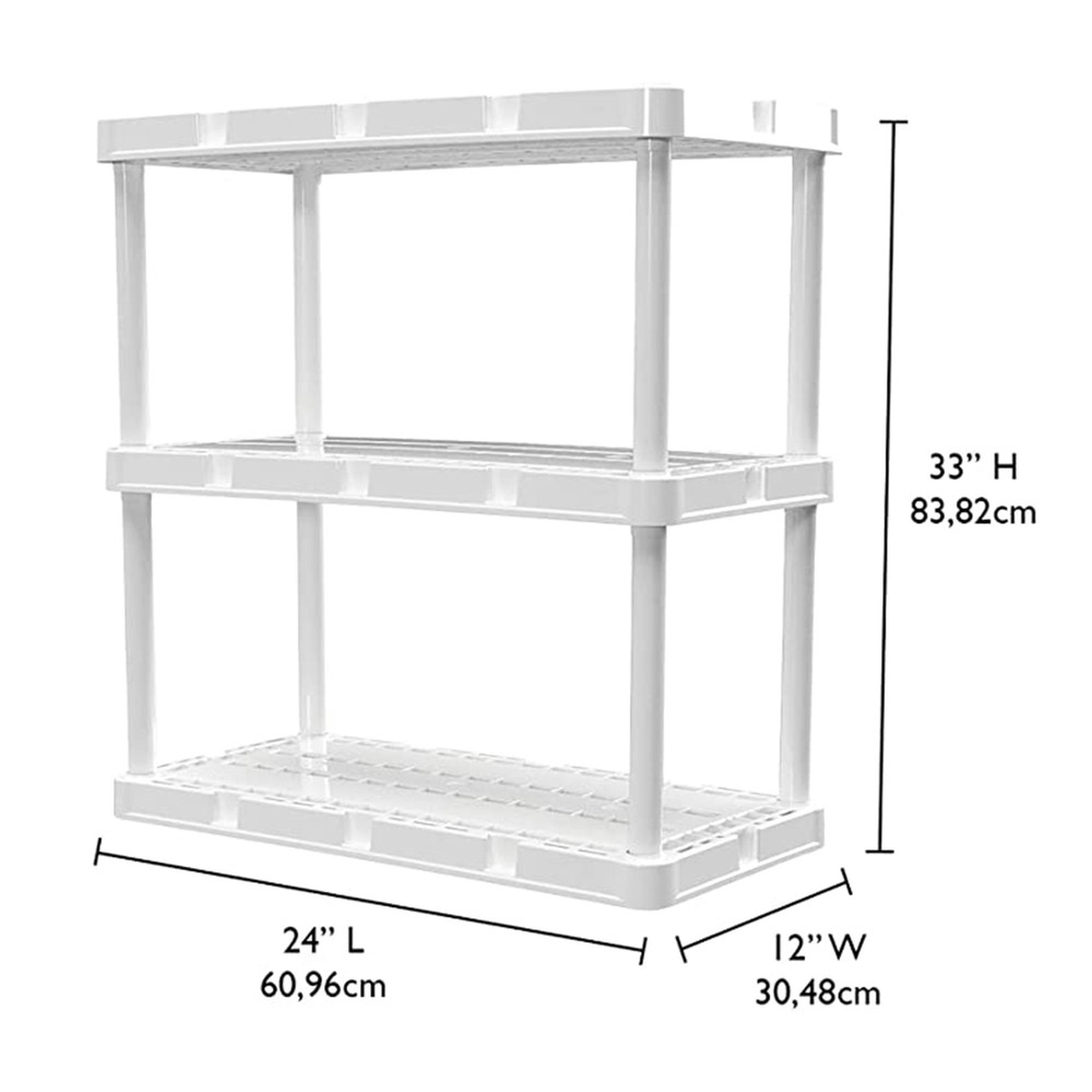 Gracious Living Knect A Shelf 3 Shelf Interlocking Organizers, White (3 Pack)
