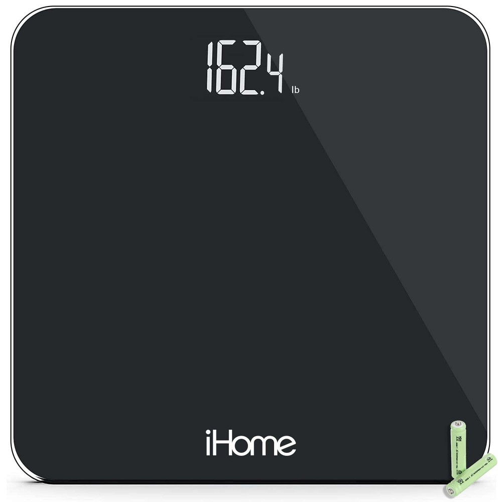 iHome Digital Display Battery Powered Bathroom Scale with Maximum Weight 397 lbs