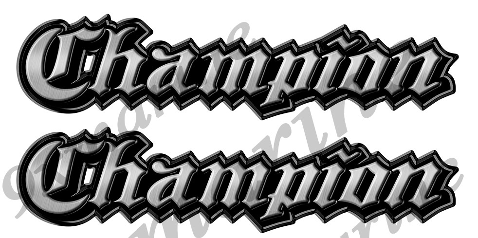 Two Champion Classic Vintage Stickers Remastered - 16" long each