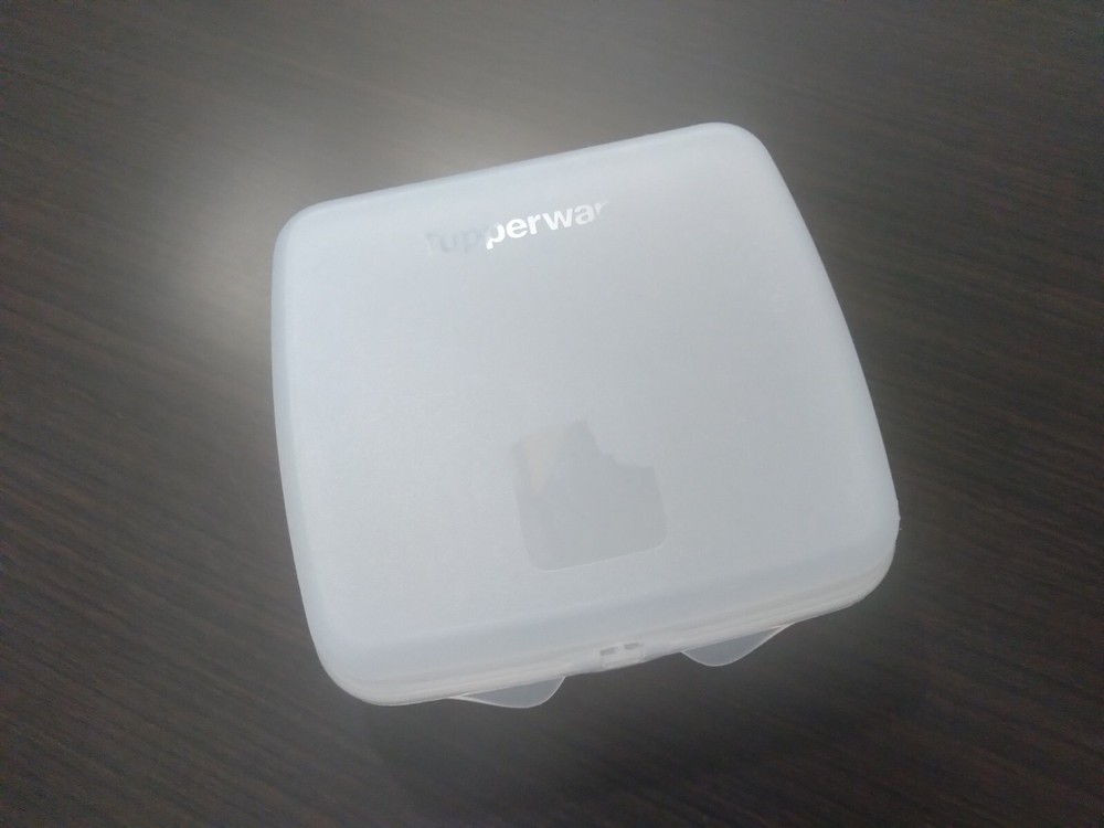 Tupperware White Opaque Sandwich Keeper #8203E-2 Square Away