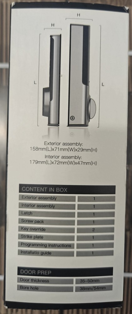 Kaadas RX-C Deadbolt Smart Lock Satin Nickel Bluetooth PIN Code Key