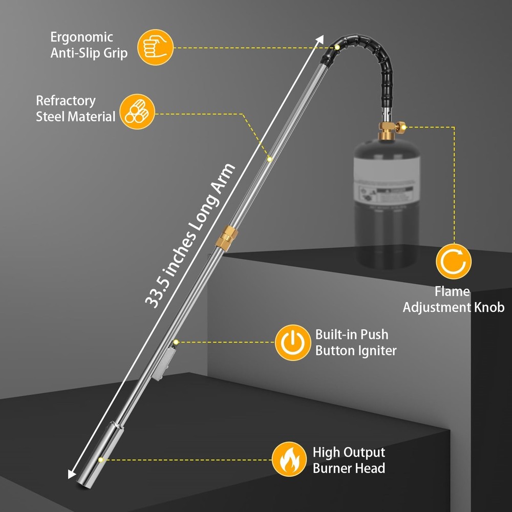 Propane Torch Weed Burner with Integrated Lighter and Flame Control Valve 33 ...