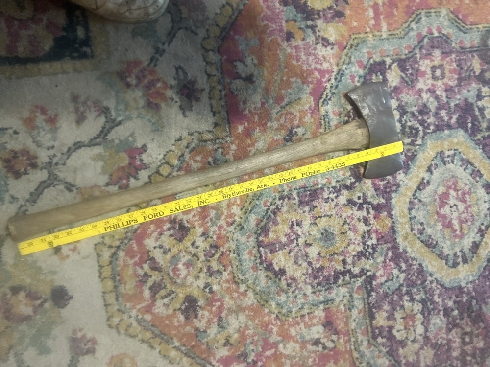 True Temper Perfect Kelly Works Phantom Bevel Double Bit Axe Head with handle